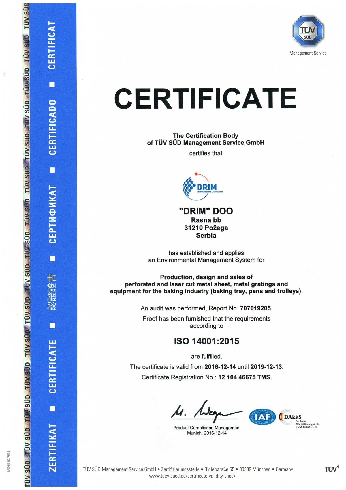 iso 1400:1 certificate